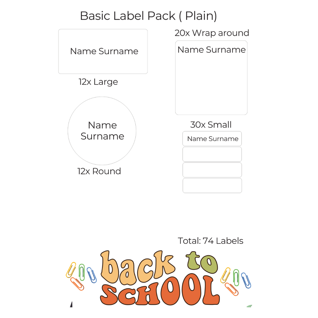 Plain Basic Label Pack (74 labels) – Happy Prints