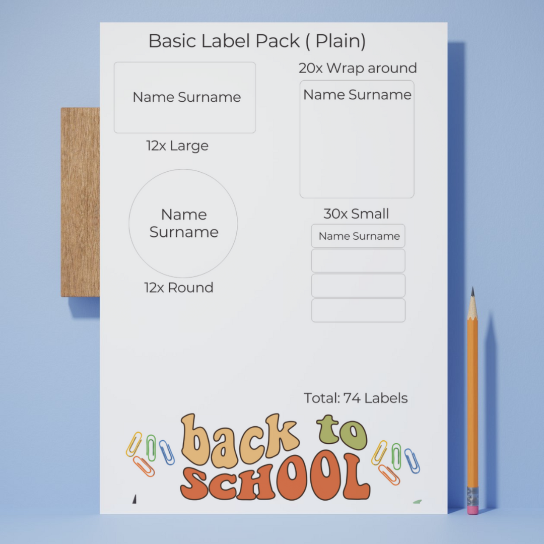 Plain Basic Label Pack (74 Labels) – Happy Prints