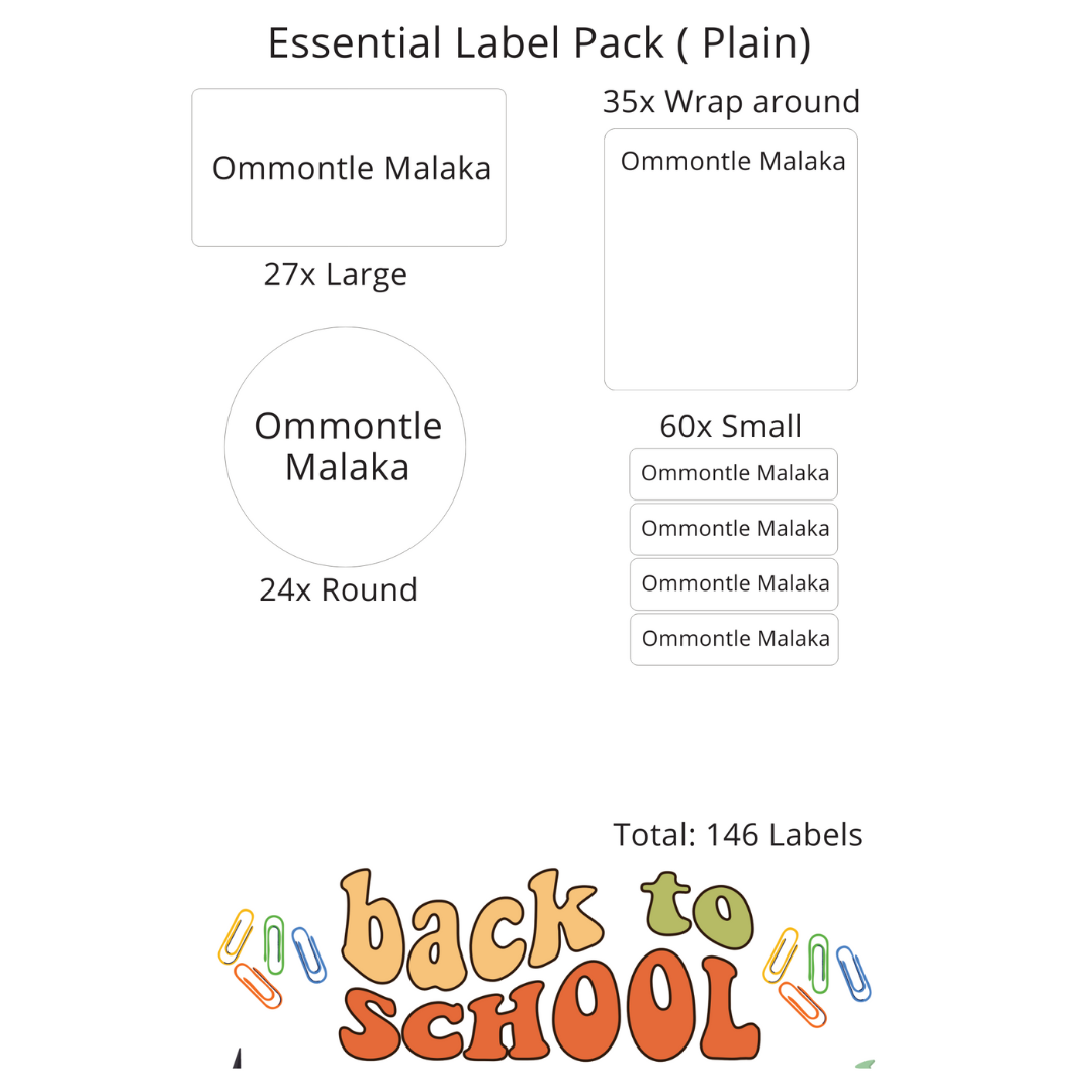 Essentials Back Label Plain Essential Label Pack (146 Labels) – Happy Prints